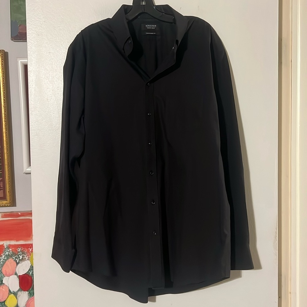 Nordstrom men’s black traditional fit wrinkle free smart care long sleeve shirt